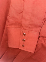 New Men’s White Horse Orange Long Sleeve Pearl Snap Medium B-113