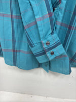 New Women’s Country Charmer Blue Plaid Long Sleeve Pearl Snap Medium KK-40