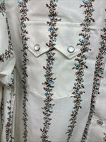 New Women’s White Horse White Floral Long Sleeve Pearl Snap Medium YY-80