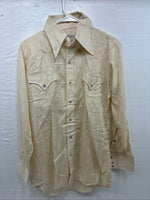 New Men’s Stockman Yellow Designed Long Sleeve Pearl Snap 15 Medium M-97