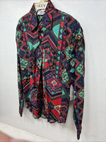 New Women’s Mine & Bills Multicolor Design Long Sleeve Button Up Medium MM-99