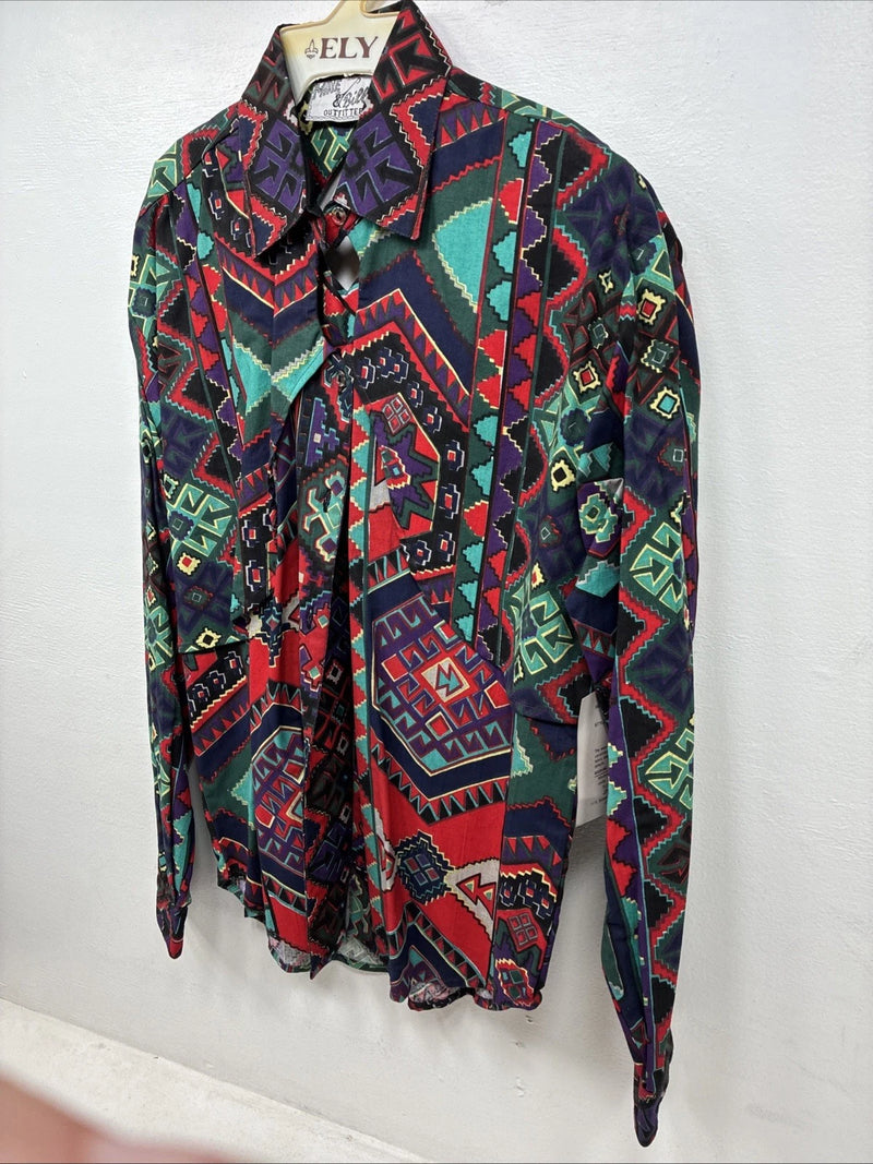 New Women’s Mine & Bills Multicolor Design Long Sleeve Button Up Medium MM-99