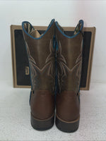 New Youth Brown DBL Barrel Cowboy Boots. 4476232 5.5 5 1/2. 2-98