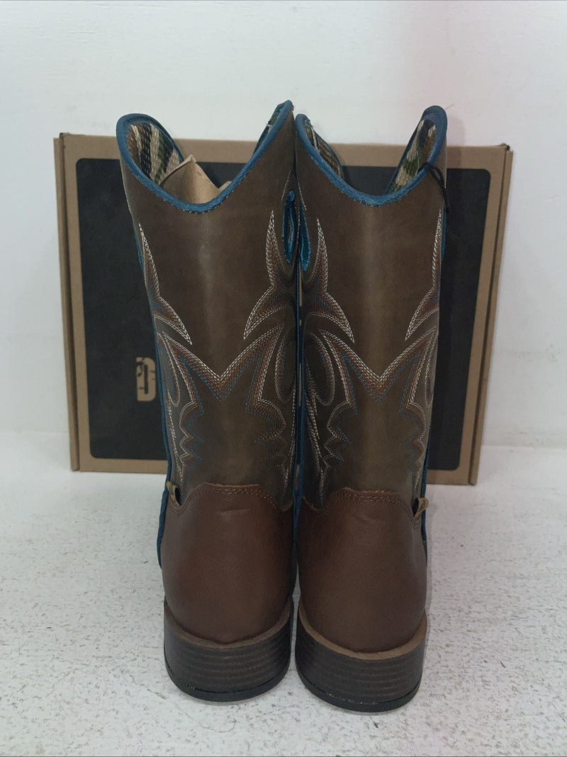New Youth Brown DBL Barrel Cowboy Boots. 4476232 5.5 5 1/2. 2-98