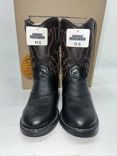 New Children’s Black Smoky Mountain Cowboy Boots. 1110 C 11.5 11 1/2 D. 24-112