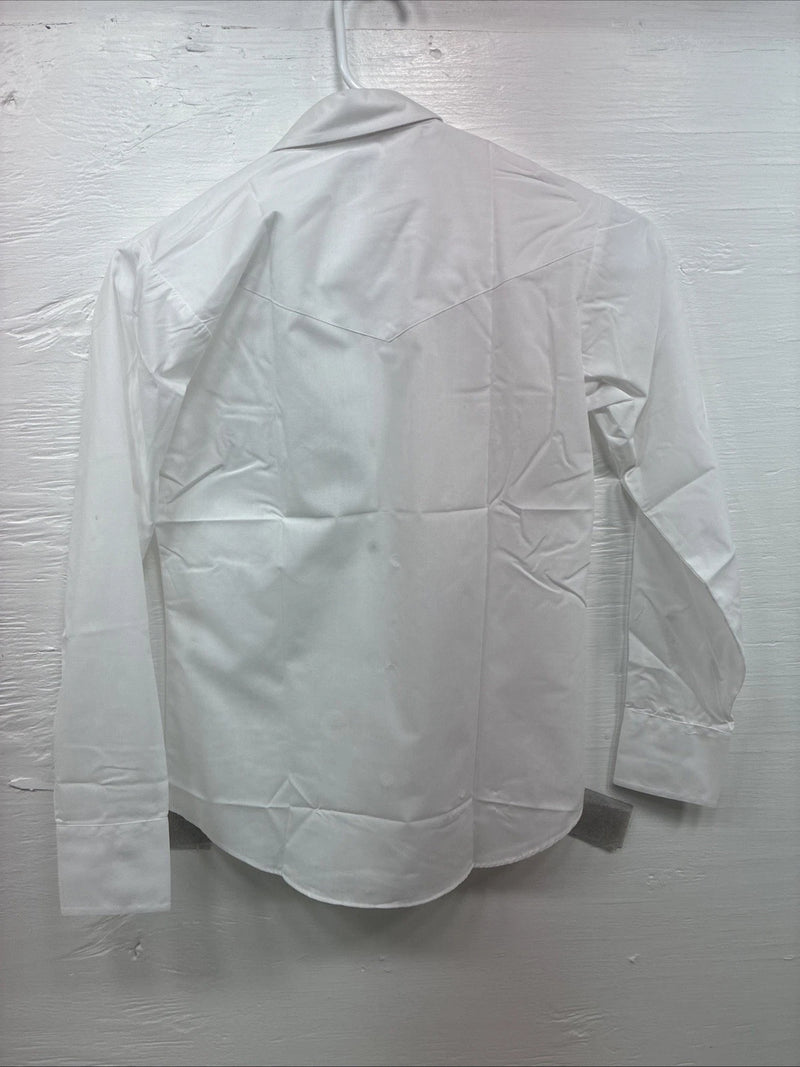 New Kids ELY Classic White Long Sleeve Pearl Snap Size 12 CC-113