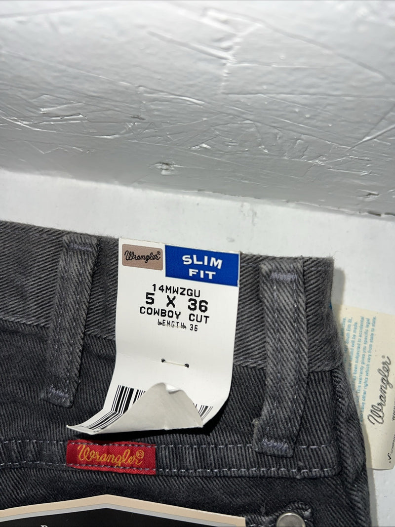 New Women’s Wrangler Cowboy Cut Slim Fit Grey Denim Jeans. 5x36 N-6