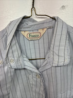 New Women’s Forego Blue Stripe Long Sleeve Button Up Size 36 LL-31