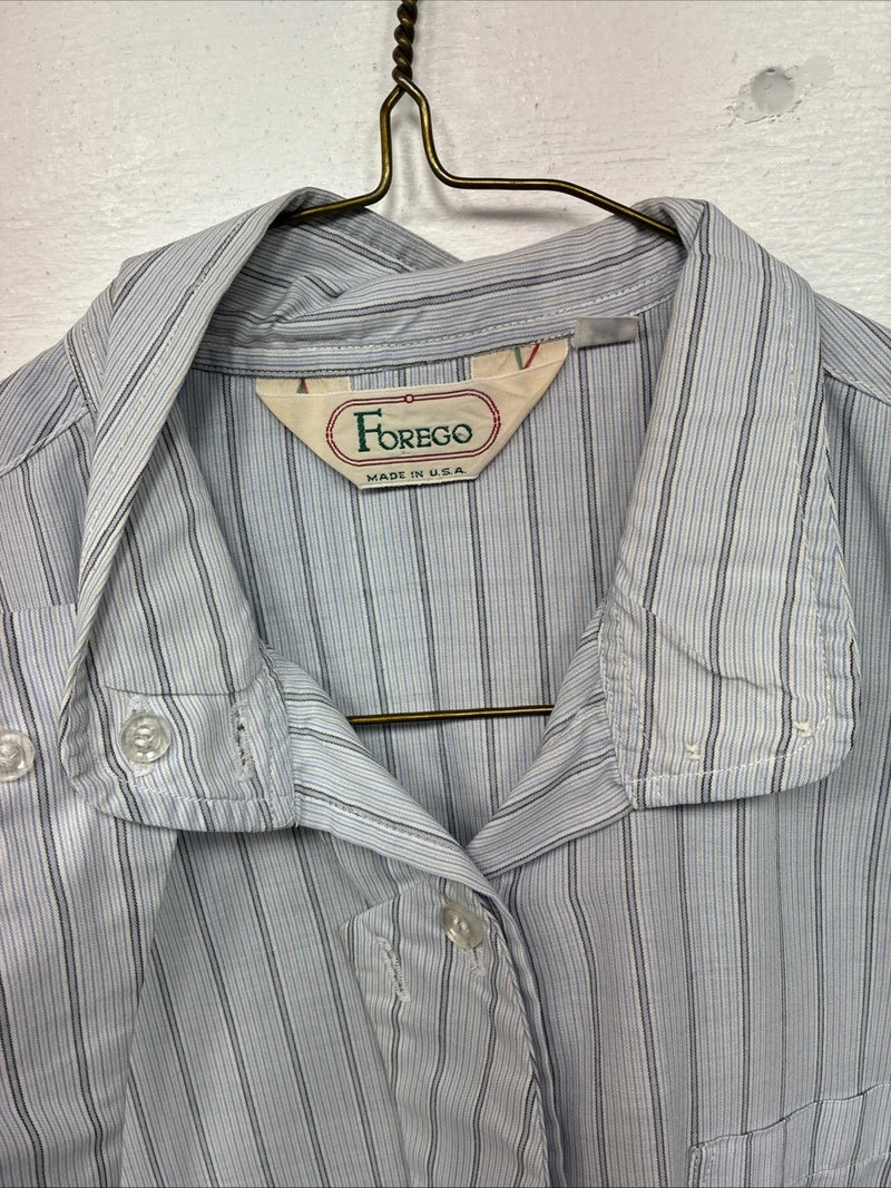 New Women’s Forego Blue Stripe Long Sleeve Button Up Size 36 LL-31