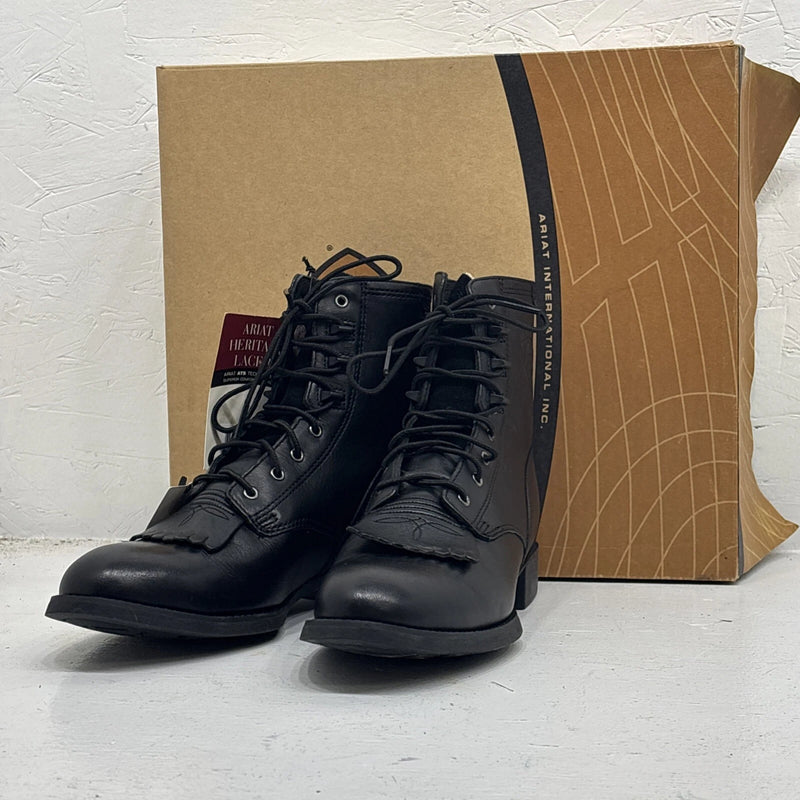Black Lace Up Women’s Work Boots Size 7b 17-3