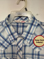 Me Women’s Cumberland Blue Plaid Long Sleeve Pearl Snap XL II-92