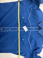 New Men’s White Horse Blue Long Sleeve Pearl Snap Large CC-28