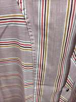 Me Mens Tem Tex Pink Multicolor Stripe Long Sleeve Pearl Snap 16 Large O-45