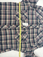 New Men’s White Horse Brown Blue Plaid Long Sleeve Pearl Snap Large V-102
