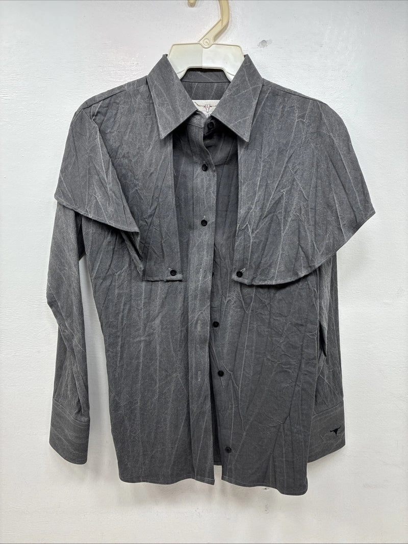 New women’s Longhorn Gray Long Sleeve Button Up Size 30 MM-74