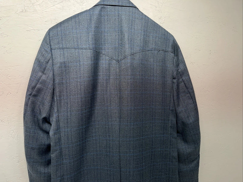 New Men’s Circle S Blue Plaid Suit Jacket 46R #25832 X-606