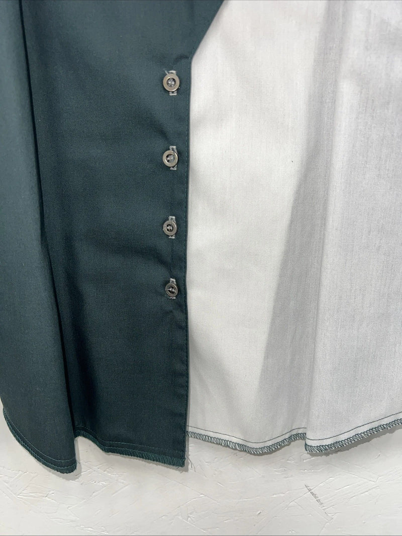 New Men’s Green White Cowboy Threads Button Up Long Sleeve Shirt Medium I-58