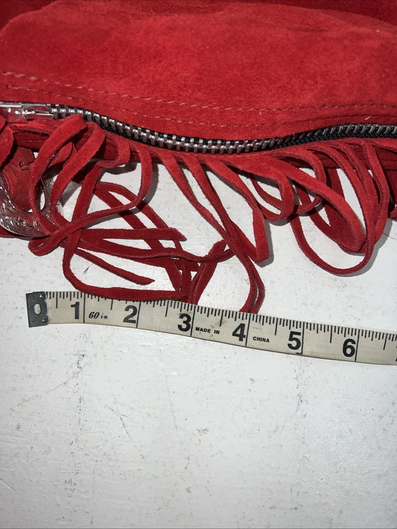 NOS Red Whitman Show Chaps With Fringe XL Adjustable Waist 40” I-66