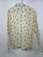 New Womens Panhandle Slim Yellow Floral Long Sleeve Pearl Snap Size 14 KK-9