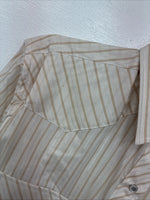 New Women’s White Horse Tan Stripe Long Sleeve Pearl Snap Medium YY-121