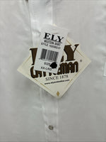 New Men’s ELY Cattleman White Blue Embroidered Long Sleeve Pearl Snap 2XL H-29