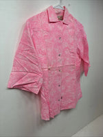 New Women’s Tem Tex Pink Floral Short Sleeve Pearl Snap Size 10 KK-53