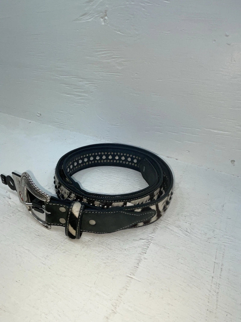 New Cow Print Genuien Leather Nocona Black Stud 42” Belt #N2440501 NN-123