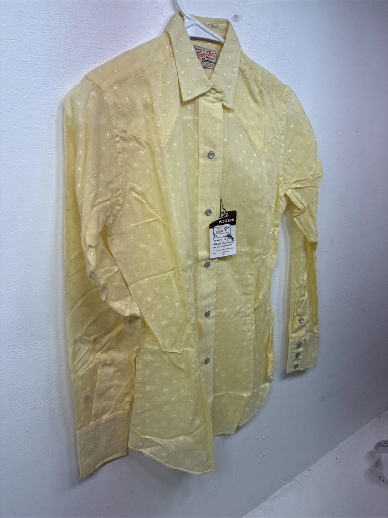 New Women’s Tem Tex Yellow Long Sleeve Pearl Snap Size 12 KK-22