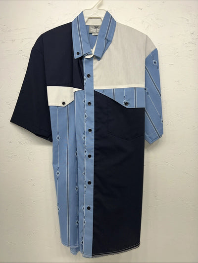 New Men’s Cowboy Threads Blue Short Sleeve Button Up Small B-42
