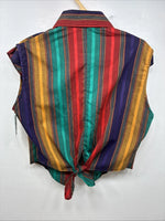 New Women’s Cowboy Threads Stripe Sleeveless Button Up Size Small TT-81