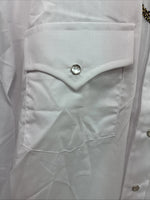 New Men’s Champion Western White Embroidered Long Sleeve Pearl Snap 17 XL T-5
