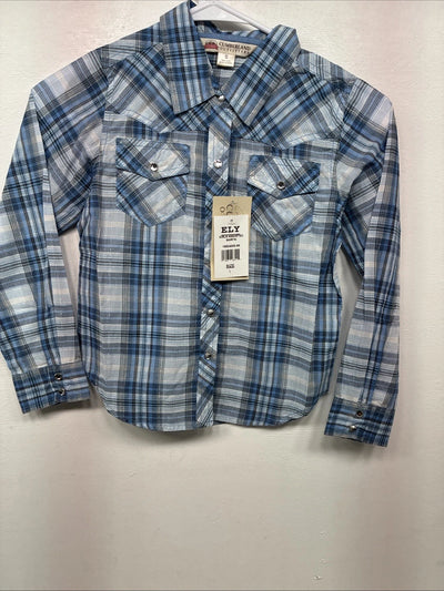 New Girls Cumberland Blue Plaid Long Sleeve Pearl Snap Size 1 YY-1