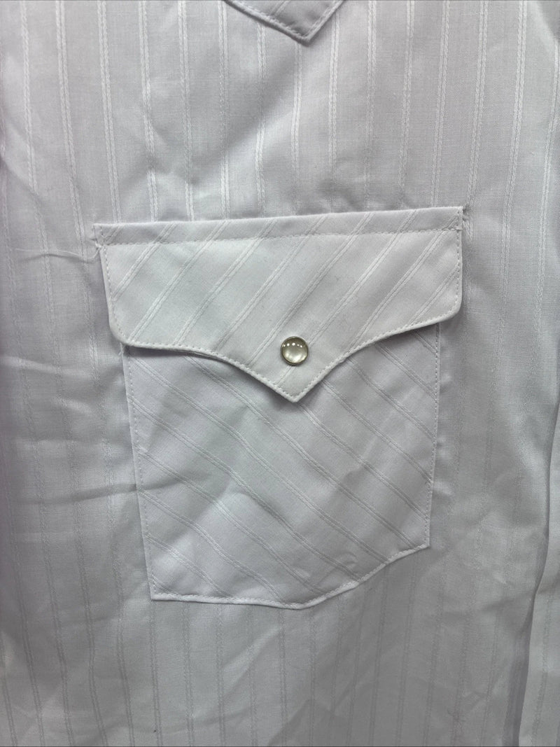 New Men’s Panhandle Slim White Short Sleeve Pearl Snap 16 Large E-70