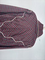 New Women’s Mr. Nick Red Plaid Long sleeve Button Up Size 8 Small KK-47