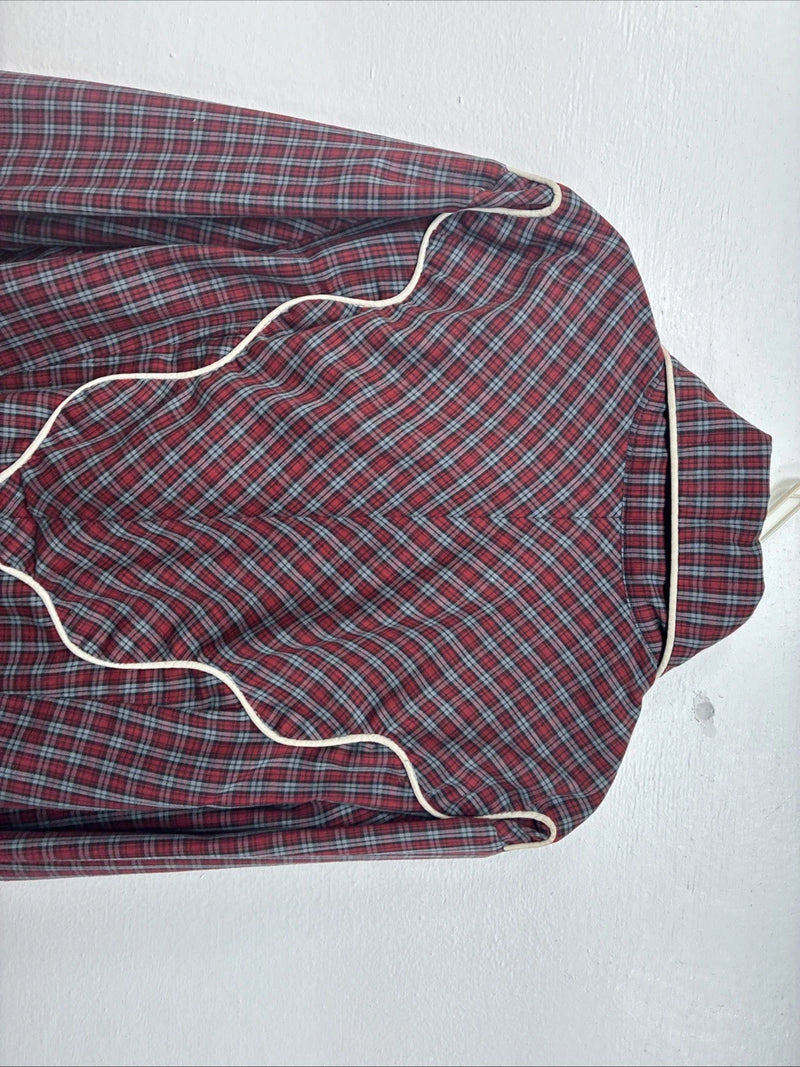 New Women’s Mr. Nick Red Plaid Long sleeve Button Up Size 8 Small KK-47