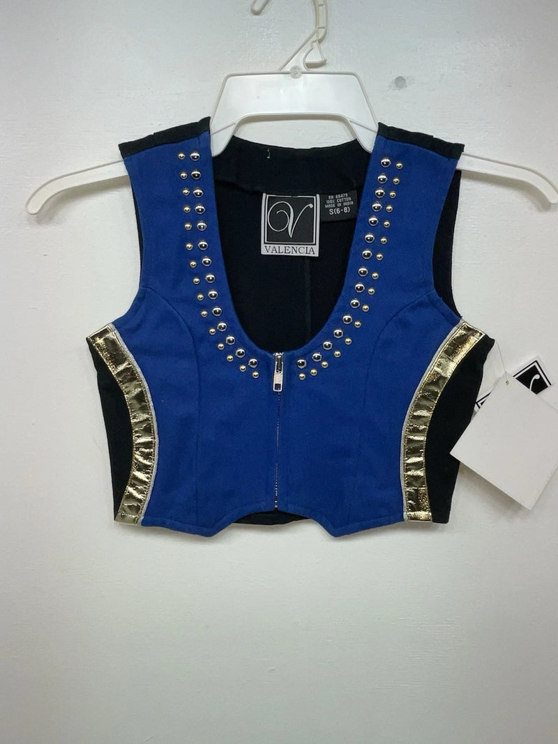 New Kids Blue With Bling Valencia Sleeveless Zip Up Vest S #052235G 3B-60