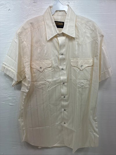 New Men’s Panhandle Slim Yellow Stripe Short Sleeve Pearl Snap 16.5 Large X-40