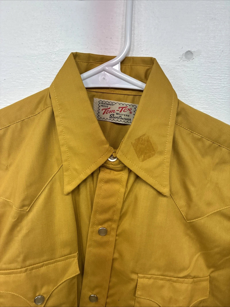 New Kids Tem Tex Yellow Long Sleeve Pearl Snap Size 12 Large LL-25