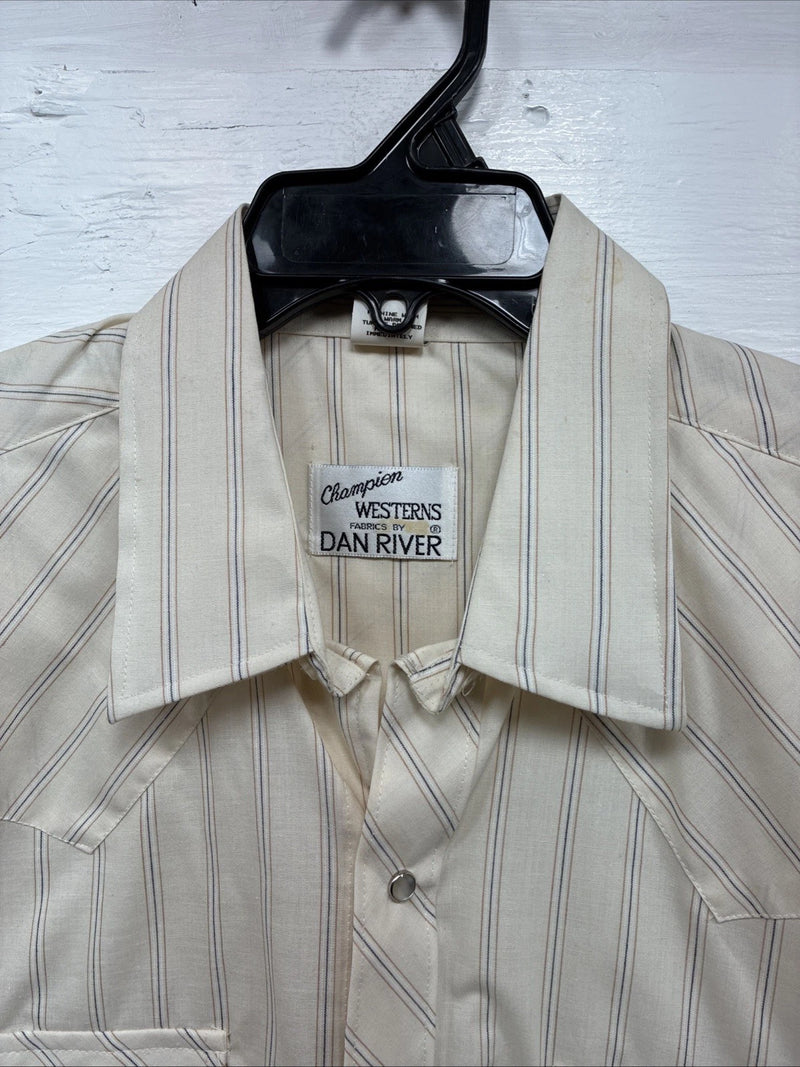 New Men’s Champion Western Yellow Stripe Long Sleeve Pearl Snap XL H-84