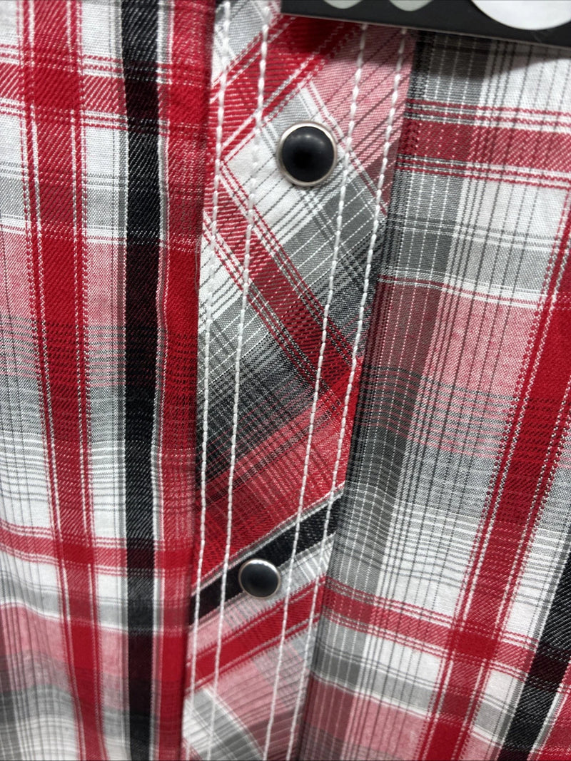 New Men’s ELY 1878 Red Flannel Long Sleeve Pearl Snap 2XL F-66