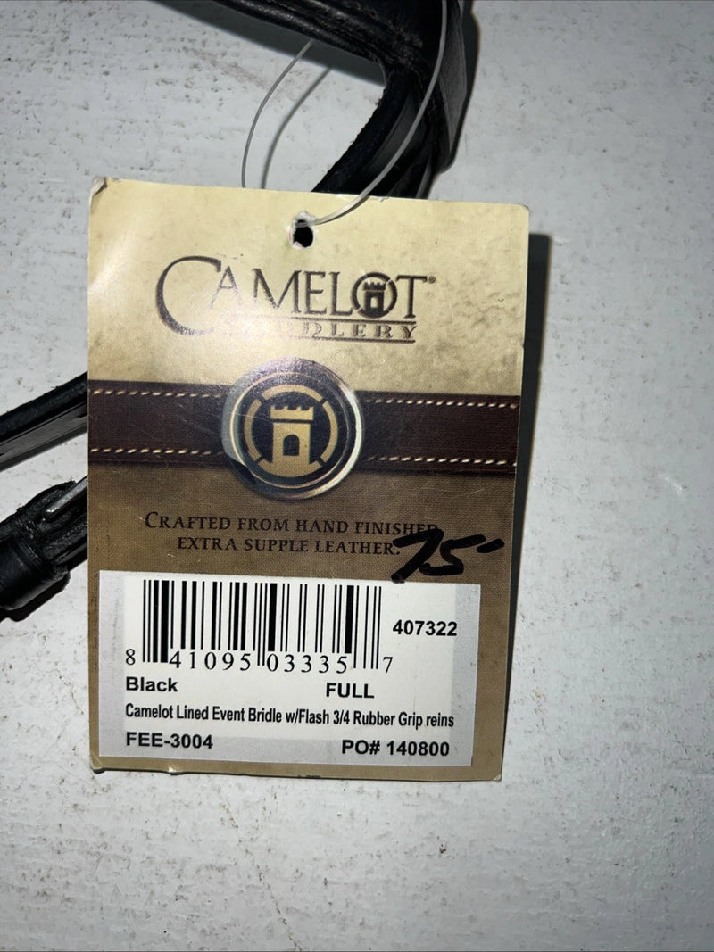New Camelot Black Event English Full Headstall With Grip Reins #140800 BB-7