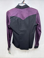 New Women’s Roughrider Purple Black Long Sleeve Button Up Small 3B-8