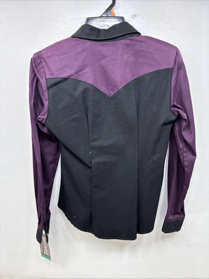 New Women’s Roughrider Purple Black Long Sleeve Button Up Small 3B-8