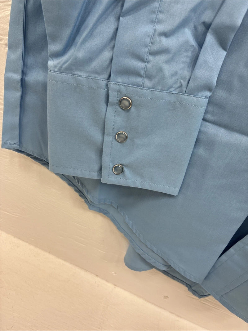 New Men’s ELY Cattleman Blue Short Sleeve Pearl Snap 18.5 X 35 2XL CC-12