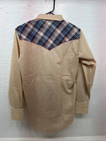 New Men’s Champion Western Tan Plaid Long Sleeve Pearl Snap 15 Medium X-31