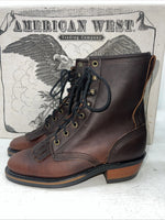 New Women’s Brown Lace Up American West Cowboy Boots. 59000 7.5 7 1/2 M. 17-58