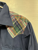 New Men’s Western Shirt Blue Plaid Long Sleeve Pearl Snap 15 X 33 Medium T-93