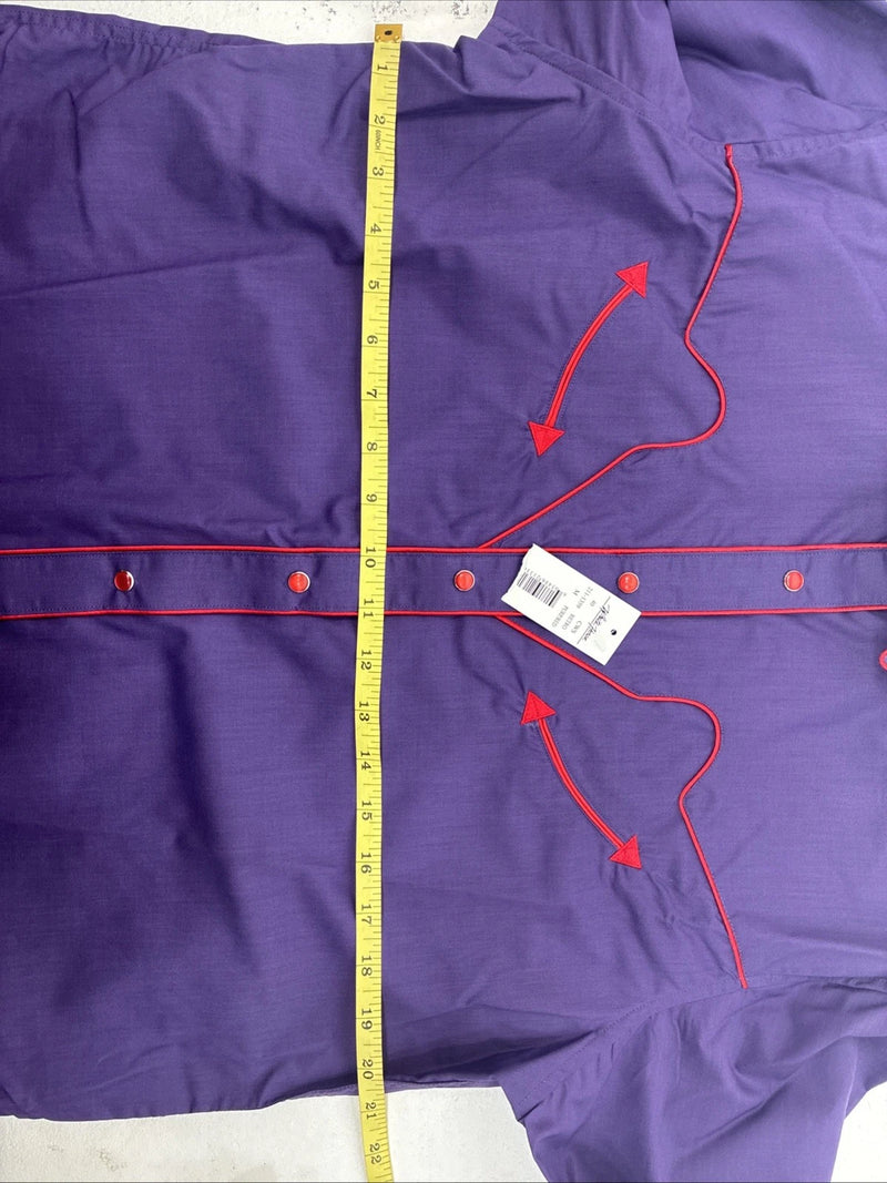 New Women’s White Horse Purple Long Sleeve Pearl Snap Medium KK-33