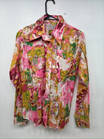New Women’s H Bar C Floral Designed Long Sleeve Pearl Snap Size 36 YY-25