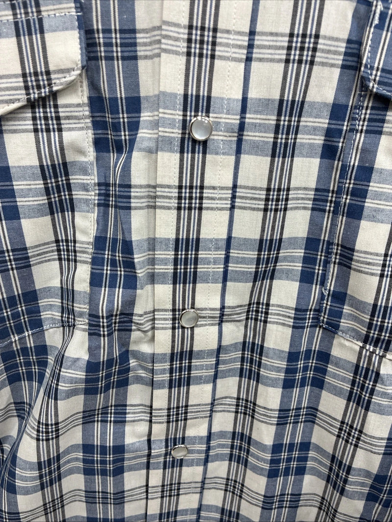 New Men’s Mesquite Blue Flannel Long Sleeve Pearl Snap 3XL E-52